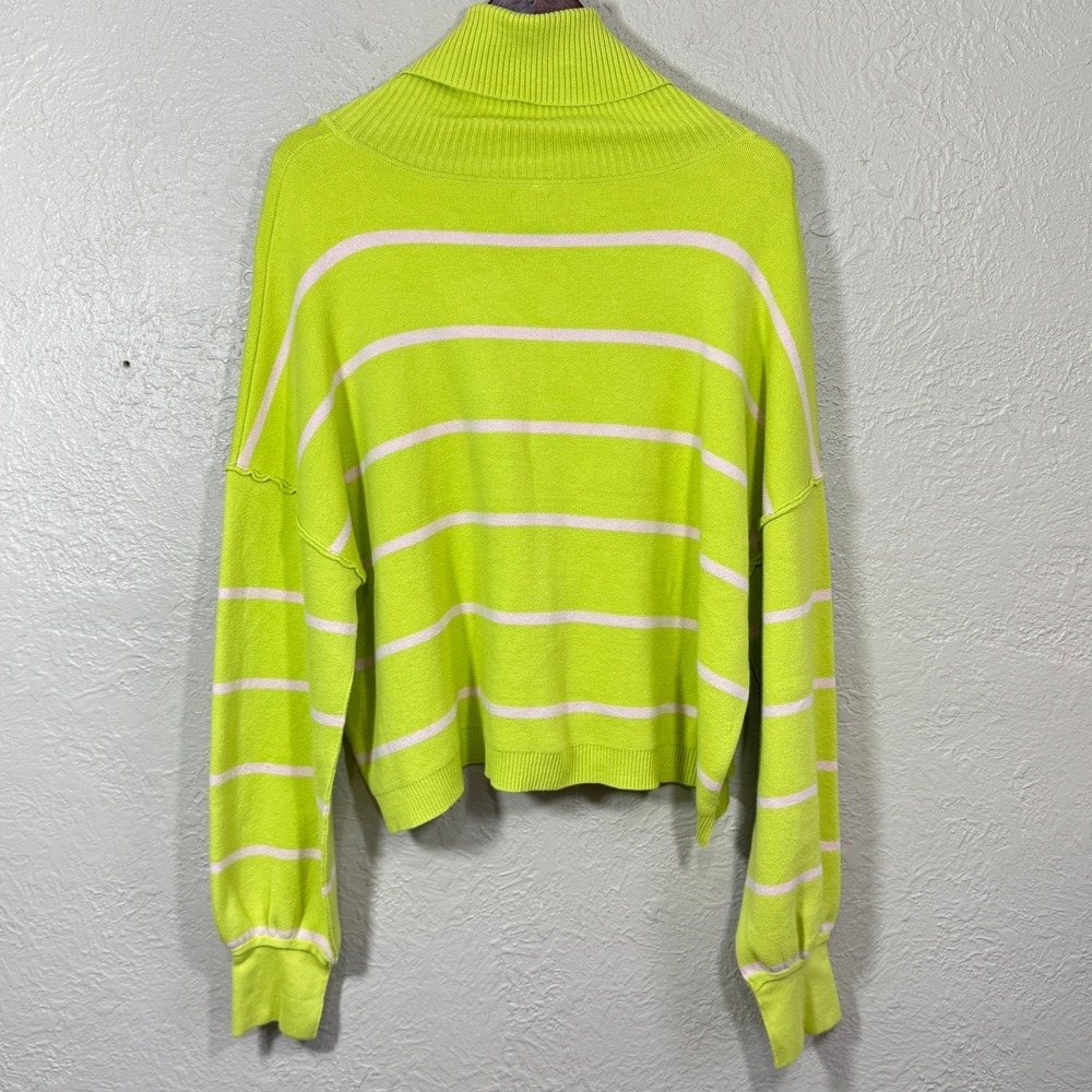 Free People Paulie Sweater Small Lemonade Stripe Turtleneck Cropped OB1751762 - Picture 5 of 8
